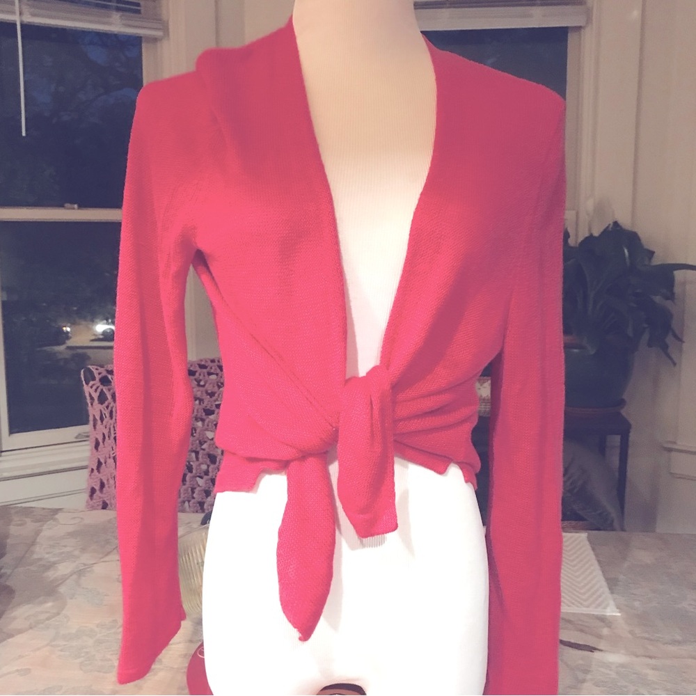 J Jill Pink Linen Knit Cardigan M
